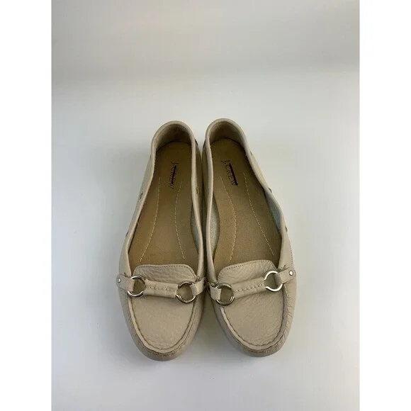 J Crew Soft Leather Loafer Taupe Bridle Bit Moccasin Toe Slip On Flat Womens 9 - Picture 4 of 12